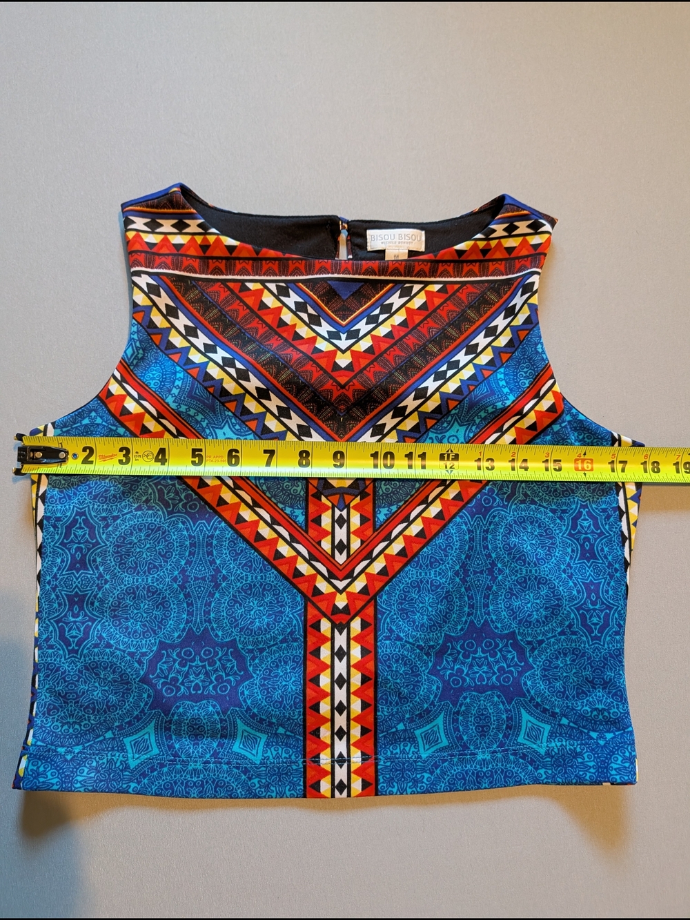 Bisou Bisou Boho Sleeveless Tank Top Size Medium M Geometric Southwestern Bright - Picture 8 of 9